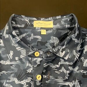 Peter Millar Blue Polo Shirt with Tropical Pattern